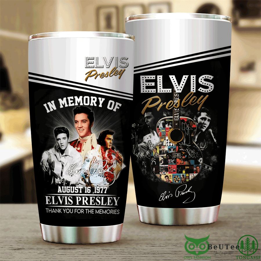 50 Elvis Presley In Memory Of Black White Tumbler Cup