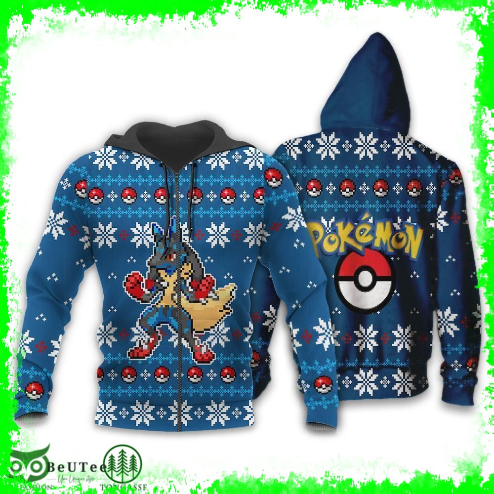 120 Pokemon Ugly Christmas Sweater Lucario Xmas Gift Ugly Sweater