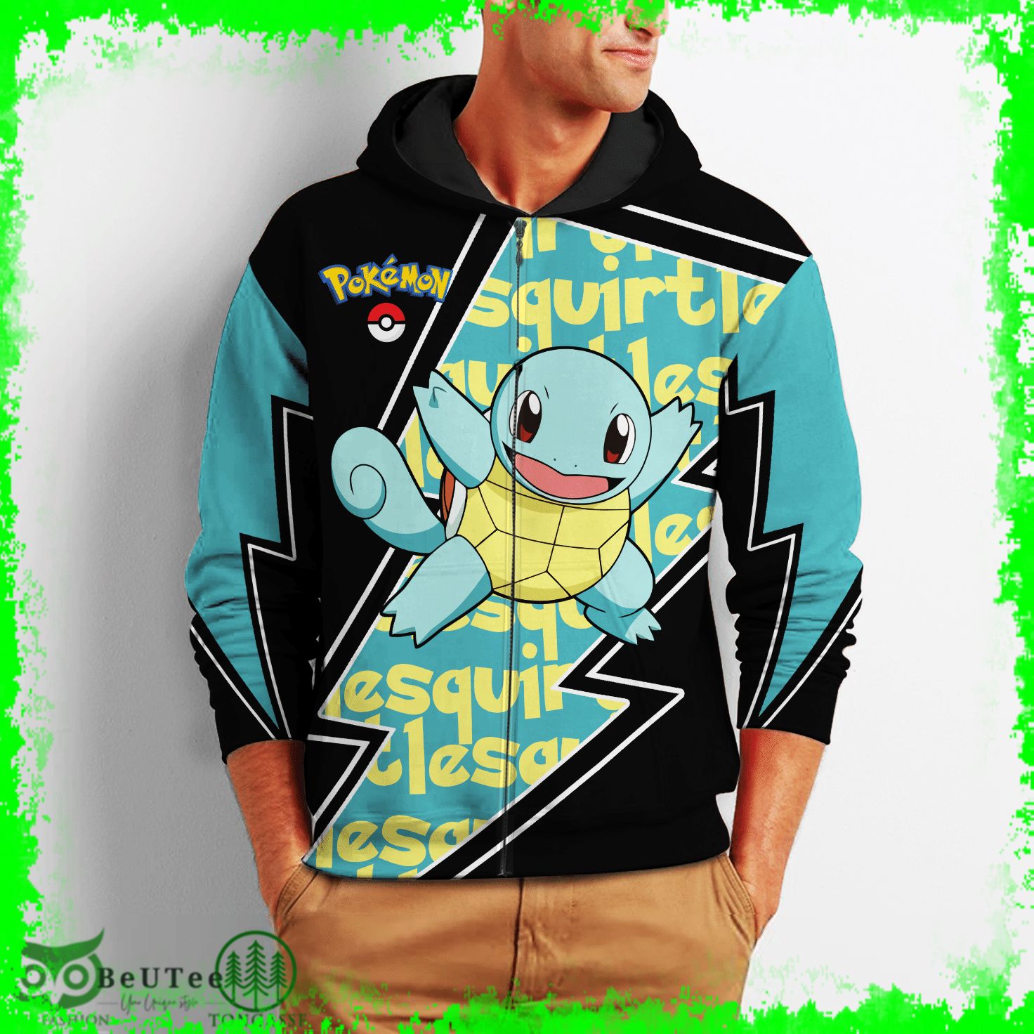 96 Squirtle Zip Hoodie Pokemon Shirt Anime Merch Ugly Sweater