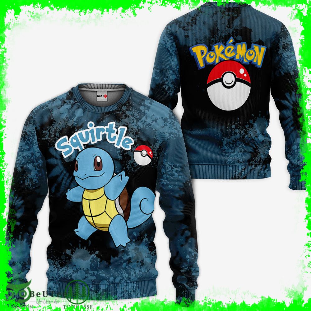 235 Squirtle Hoodie Pokemon Anime Tie Dye Style Ugly Sweater
