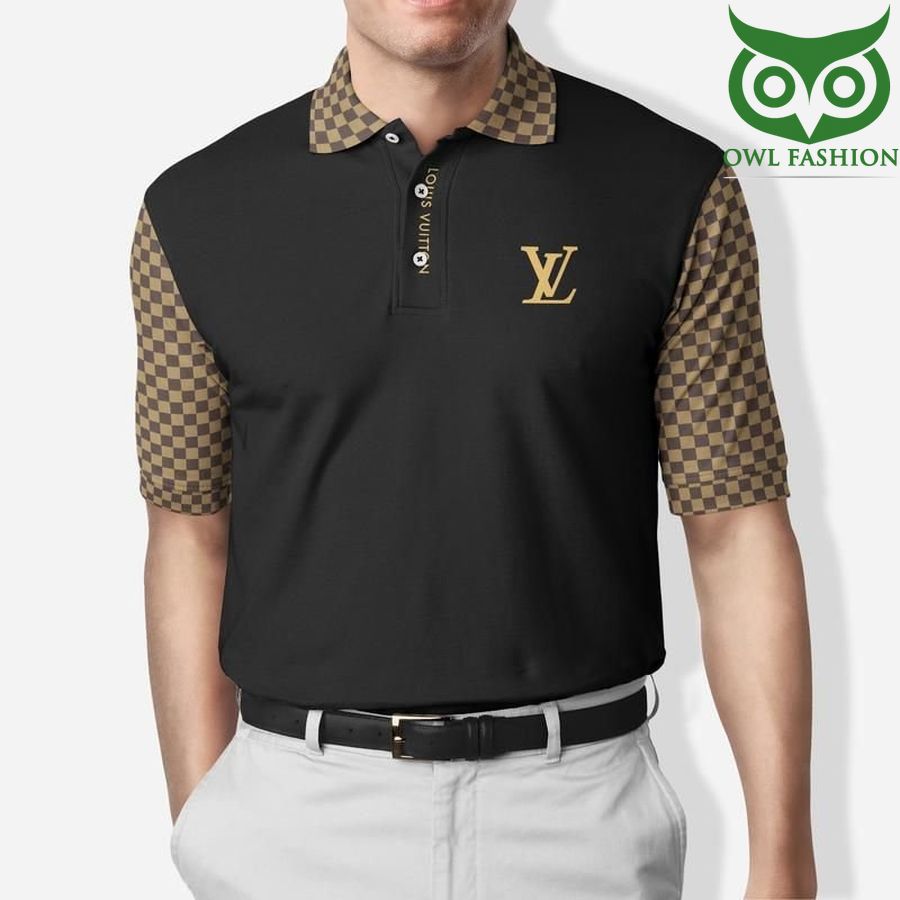 41 Louis Vuitton checkerboard sleeves PREMIUM POLO SHIRT
