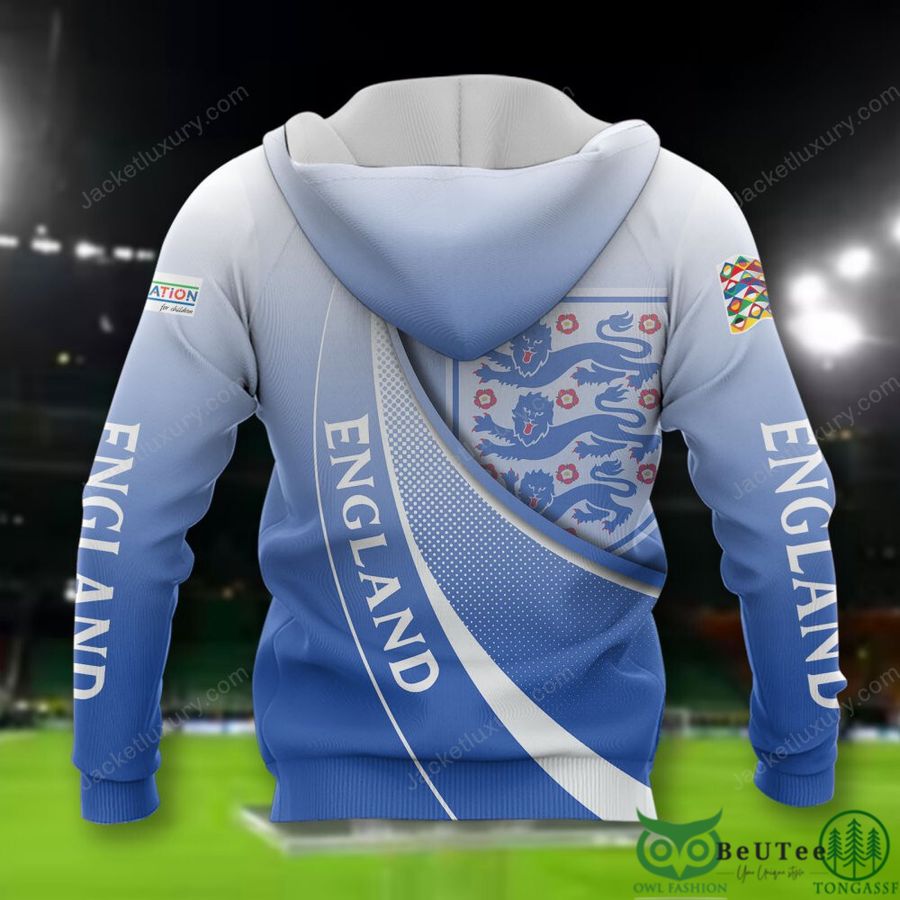 39 England national Euro football Blue Gradient 3D Polo T shirt Hoodie