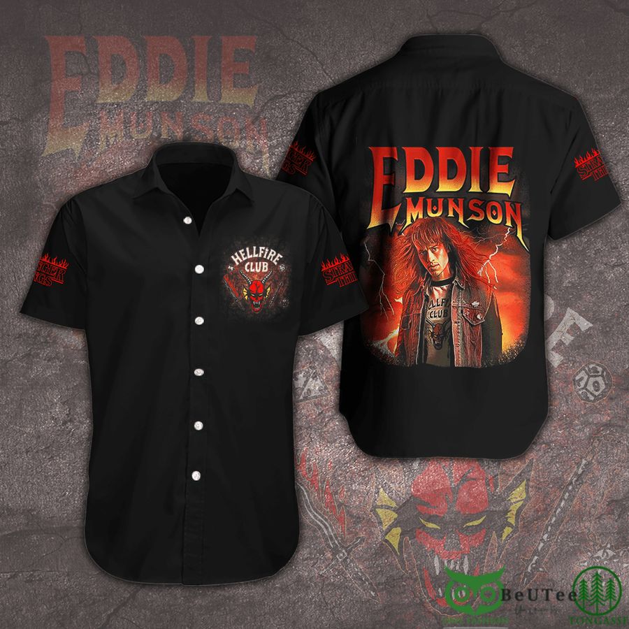 52 Eddie Munson Helfire Club Black Hawaiian Shirt