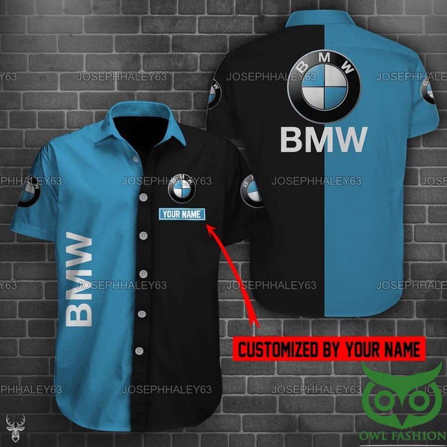 26 Custom Name Car BMW Black and Blue Hawaiian Shirt