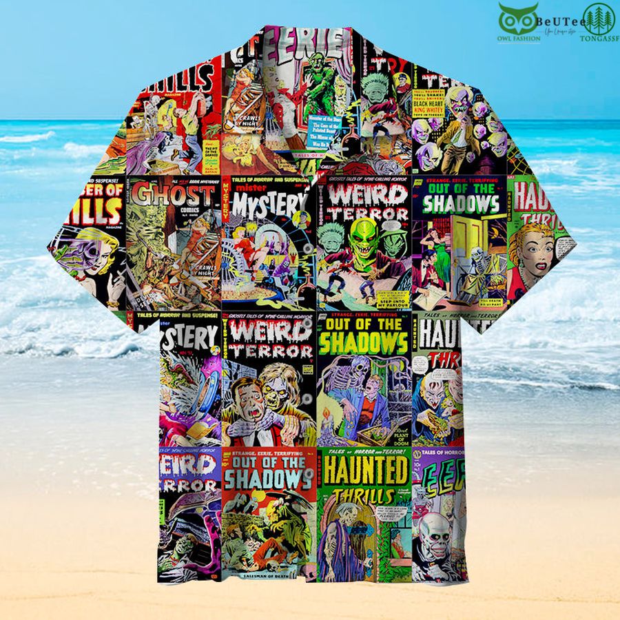 9 Vintage Horror Comic Book Covers Hawaiian Shirt