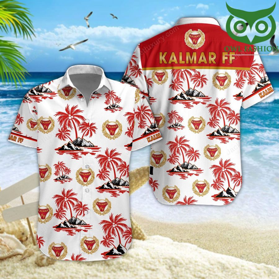 30 Kalmar FF palm trees on the beach 3D aloha Hawaiian shirt