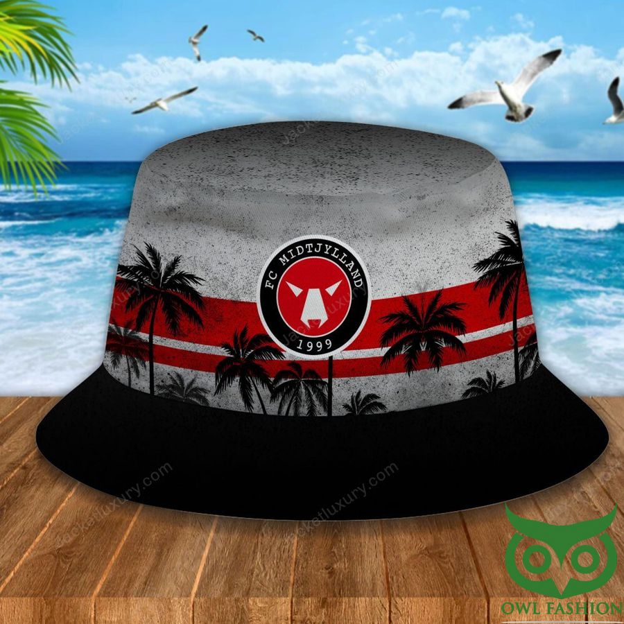 13 FC Midtjylland Palm Tree Black Red Bucket Hat