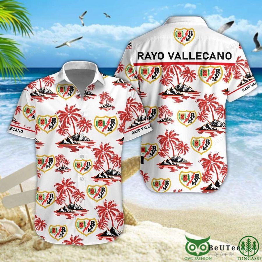 15 Rayo Vallecano Laliga Red Cocconut Hawaiian Shirt