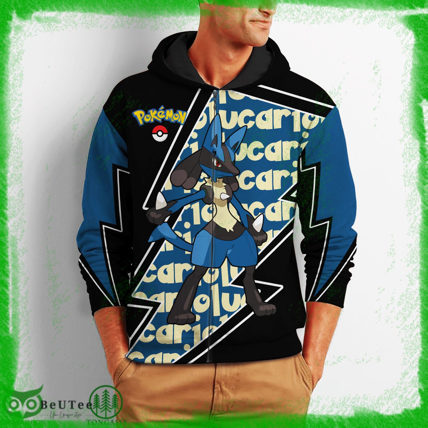 69 Lucario Zip Hoodie Costume Pokemon Shirt Ugly Sweater