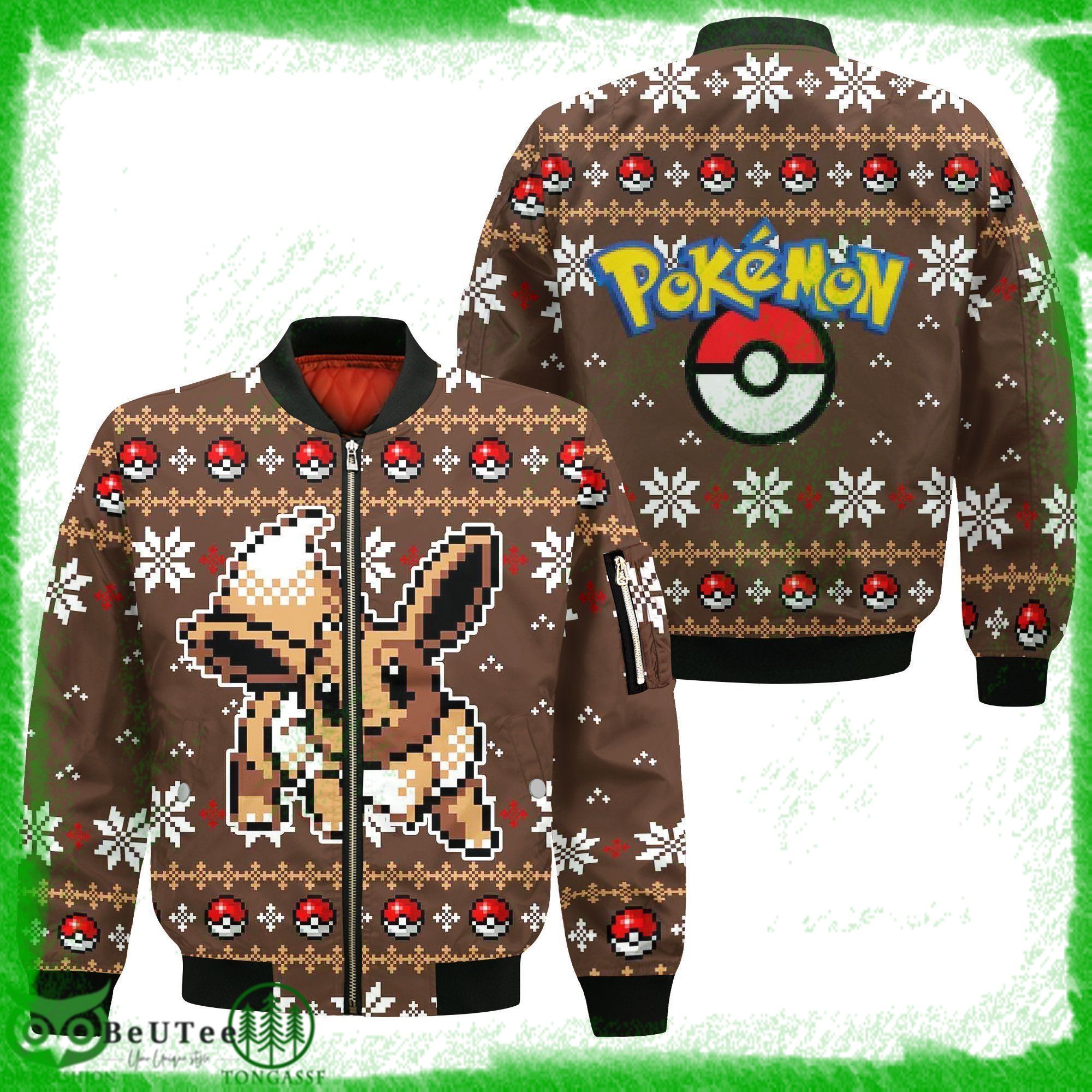 7 Pokemon Eevee Xmas Gift Hoodie 3D Brown Ugly Sweater