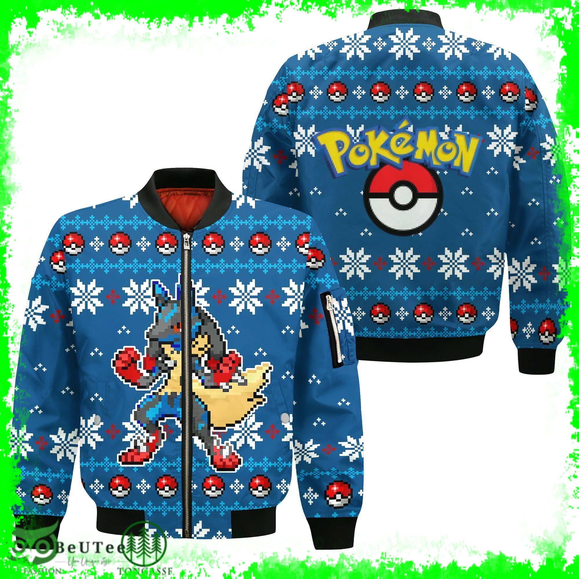 115 Pokemon Ugly Christmas Sweater Lucario Xmas Gift Ugly Sweater