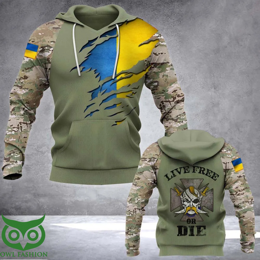 Stand With Ukraine Camo Live Free Or Die Hoodie 3D