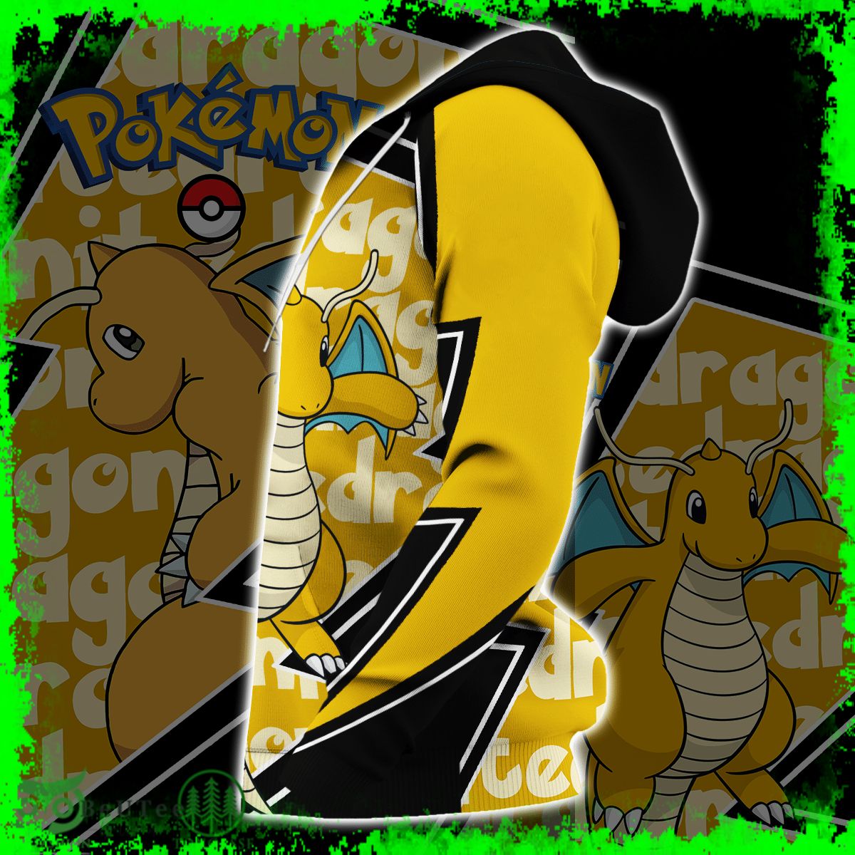 75 Dragonite Yellow Zip Hoodie Pokemon Shirt Ugly Sweater