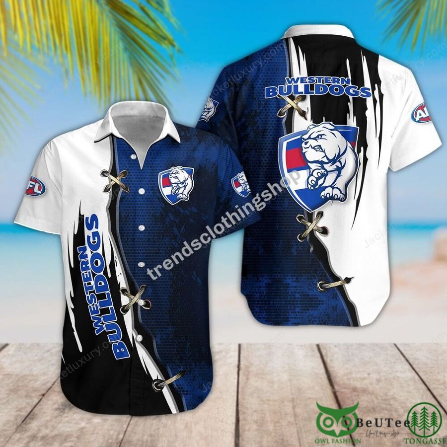 2 Western Bulldogs Blue White Cross Hawaiian Shirt