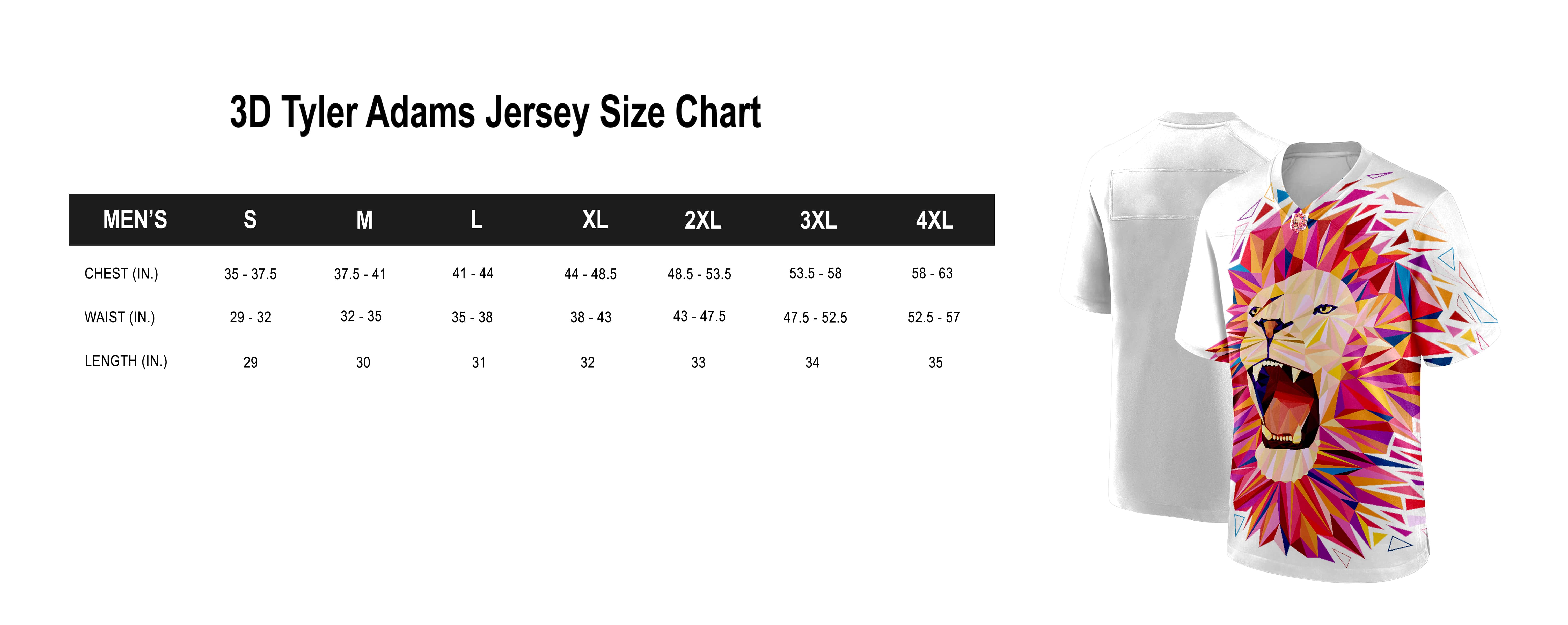 Tyler Jersey Shirt Size Chart