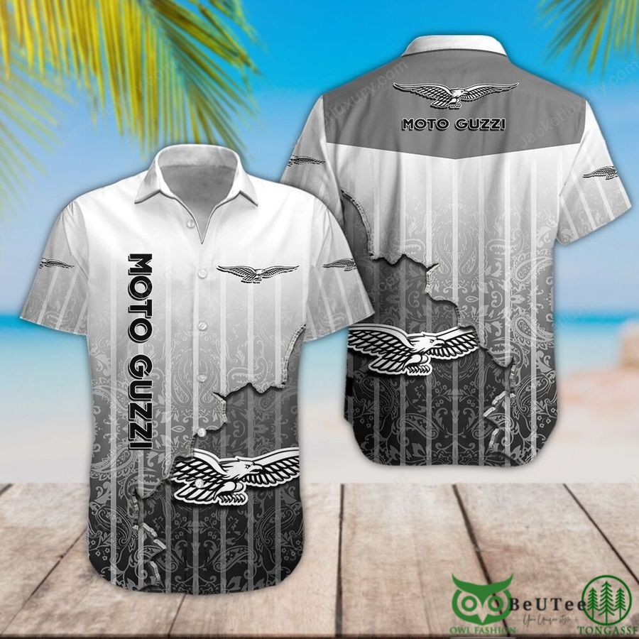 16 Moto Guzzi Gray Pattern Hawaiian Shirt