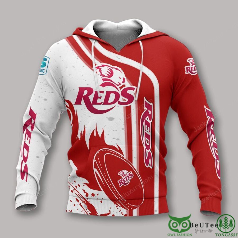 38 Queensland Reds White Red Super Rugby Pacific 3D Printed Polo Tshirt Hoodie