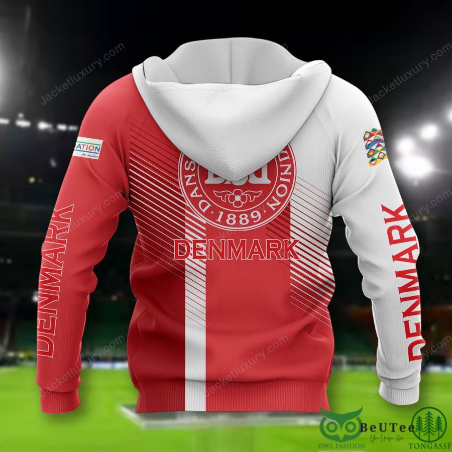 47 Denmark national Euro football White Red 3D Polo T shirt Hoodie