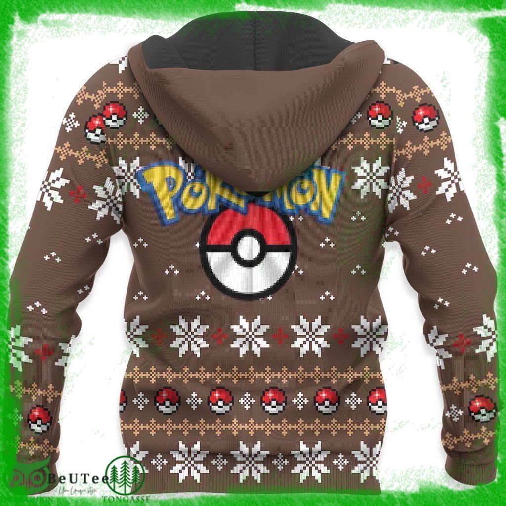 9 Pokemon Eevee Xmas Gift Hoodie 3D Brown Ugly Sweater