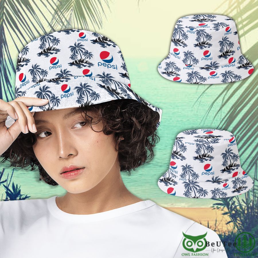 5 Pepsi Blue Palm Tree Bucket Hat