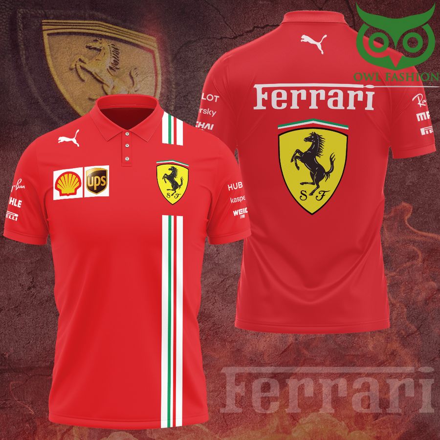 110 scuderia ferrari Puma ups full red logo 3D shirt