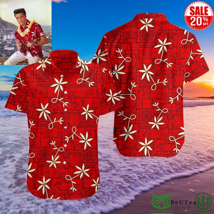 Elvis Presley Red Flowers Hawaiian Shirt