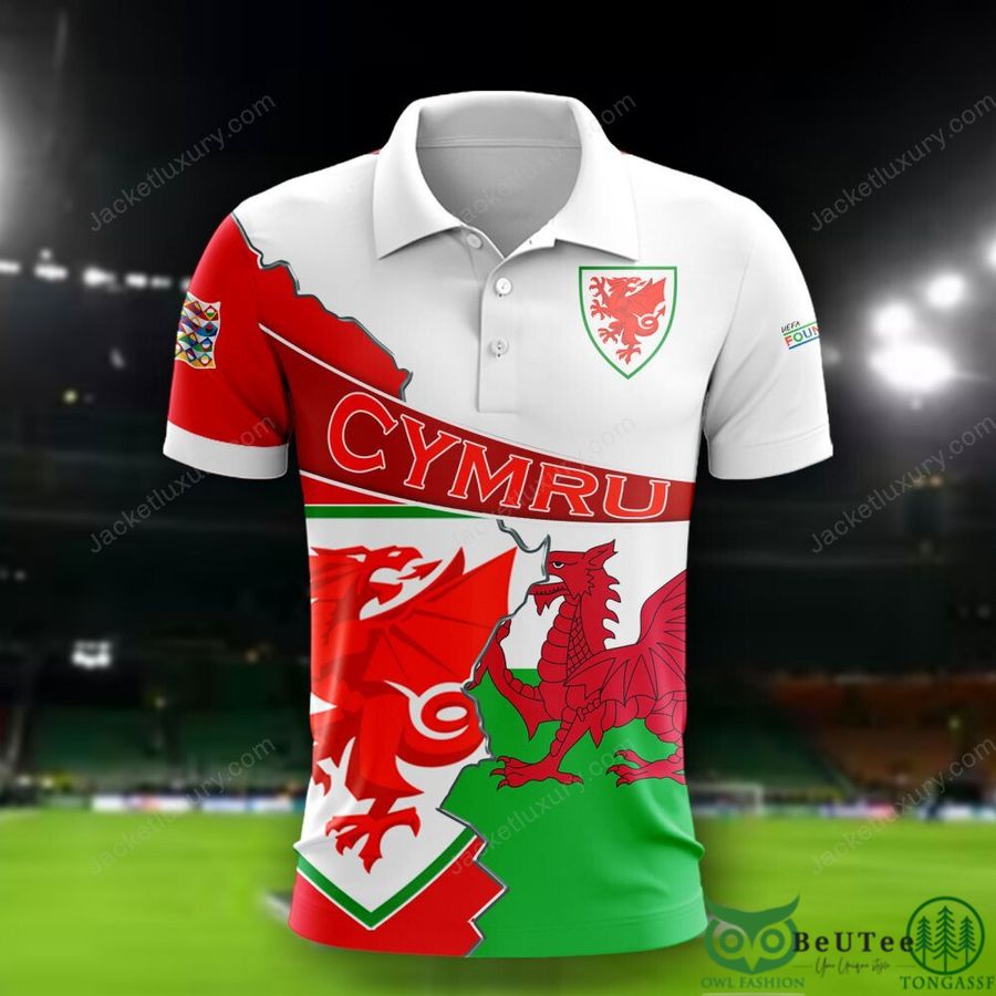 Wales national Euro football White Red 3D Polo T-shirt Hoodie