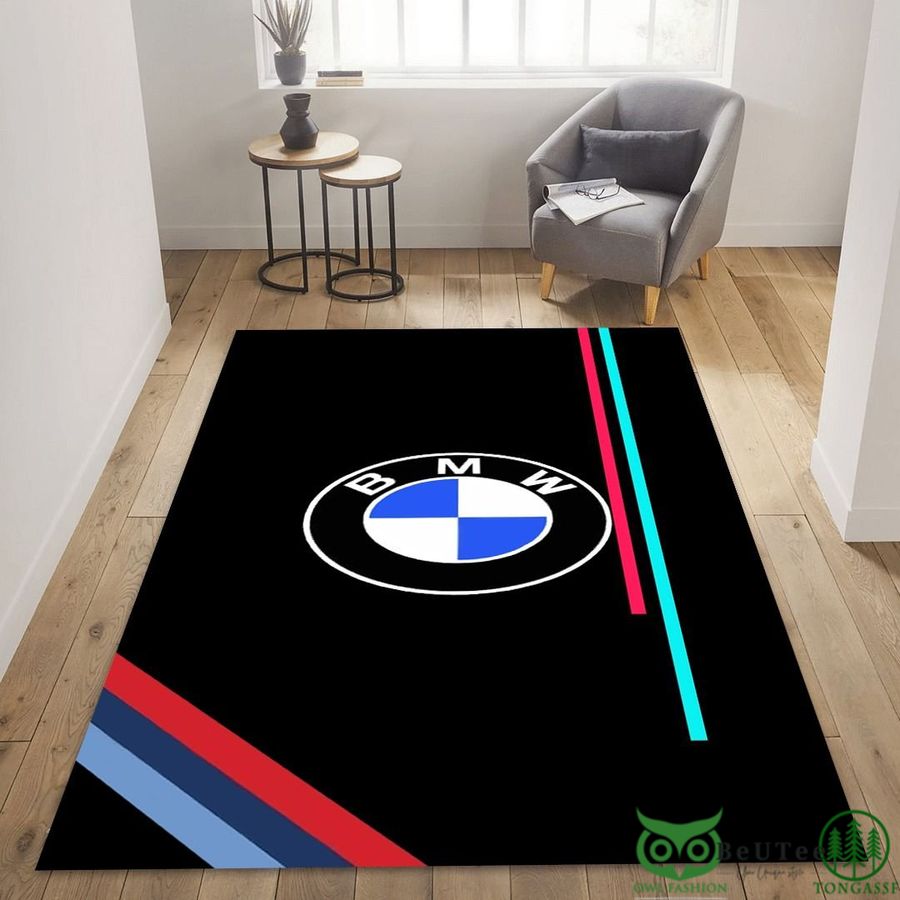 24 BMW Logo Colorful Line Black Carpet Rug