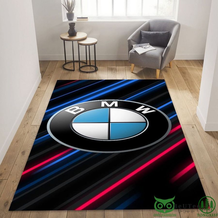 52 BMW Logo Diagonal Blue Red Carpet Rug