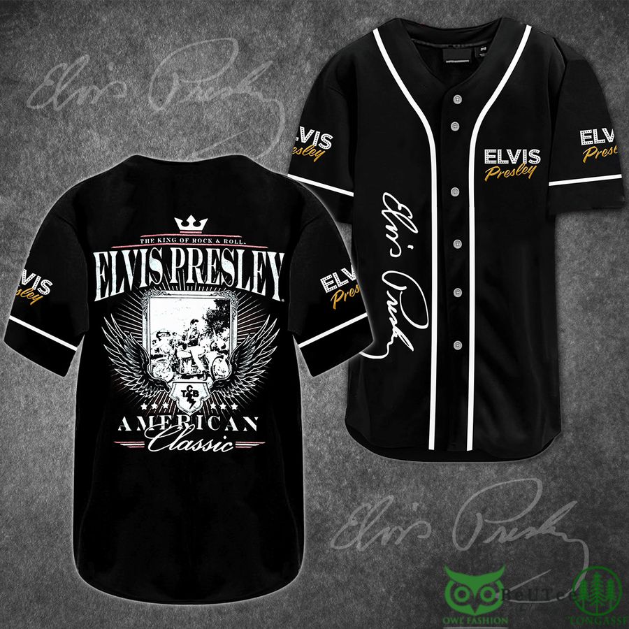 8 Elvis Presley The King Of Rock n Roll Black Baseball Jersey Shirt