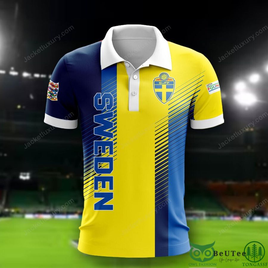Sweden national Euro football Yellow Blue 3D Polo T-shirt Hoodie