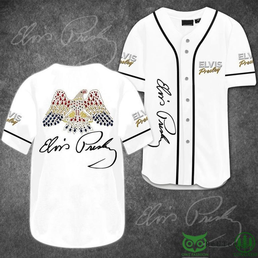 Elvis Presley Bird with Colorful Wings White Baseball Jersey Shirt