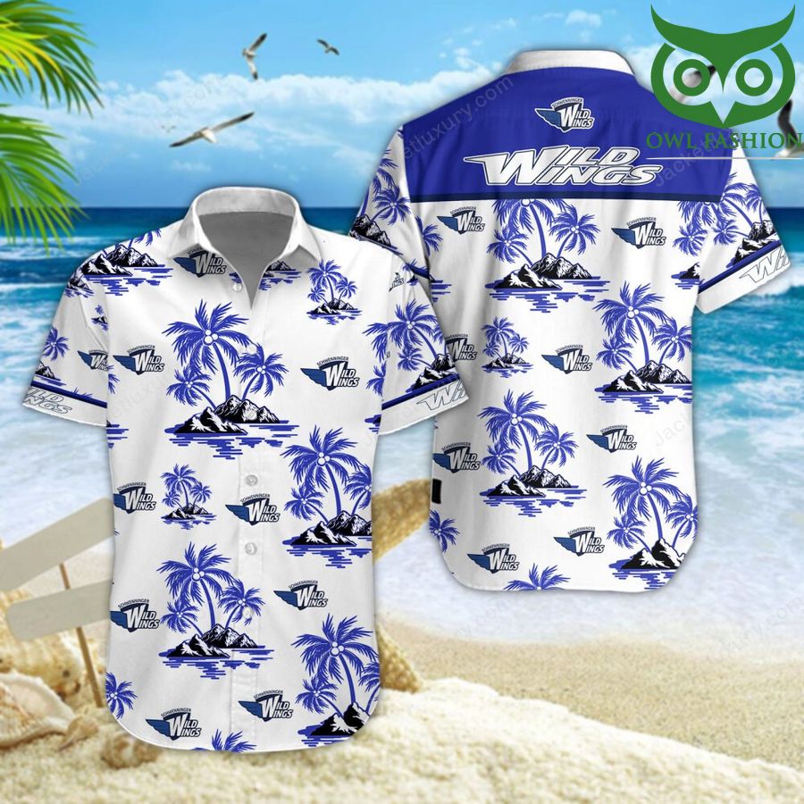 11 Schwenninger Wild Wings Champion Leagues aloha summer tropical Hawaiian shirt short sleeves