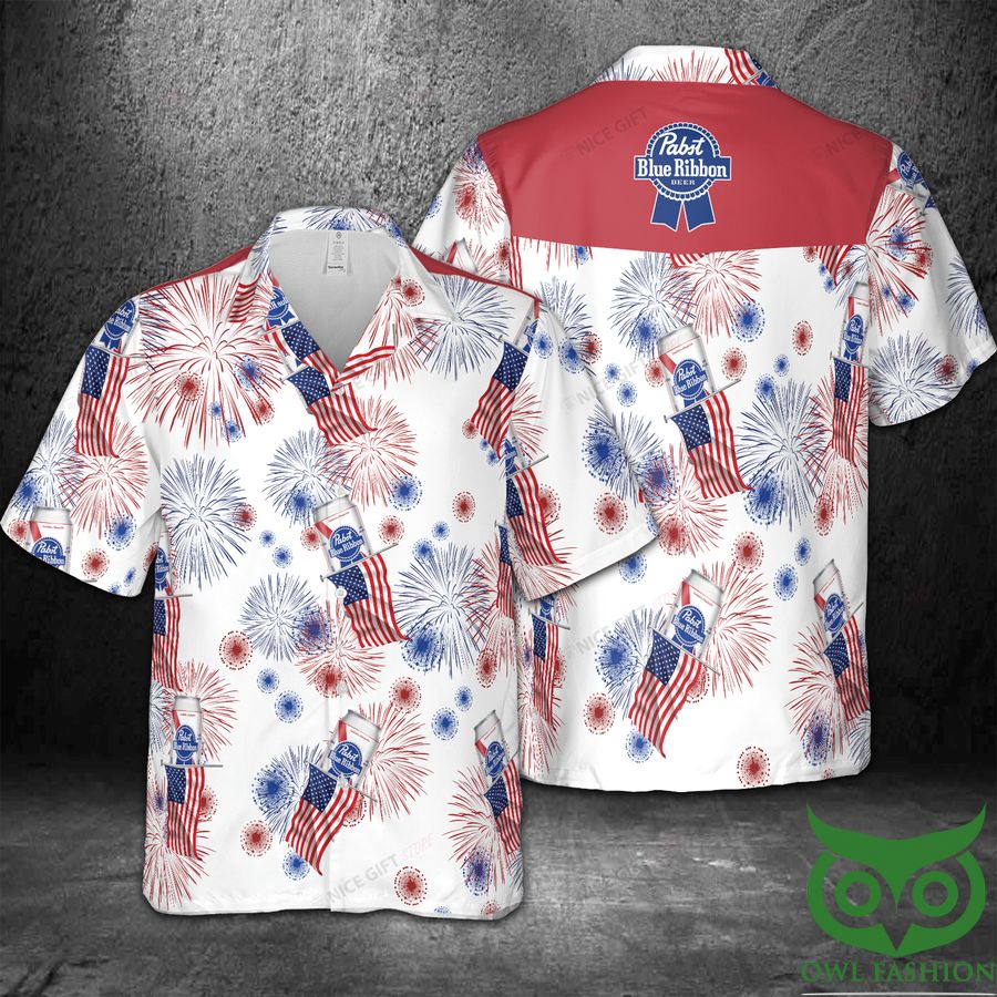 35 Pabst Blue Ribbon American Flag Fireworks Hawaii 3D Shirt