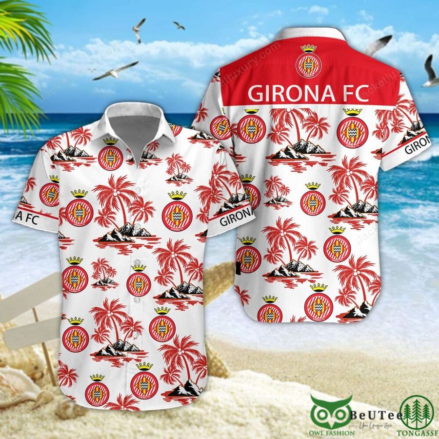 7 Girona FC Laliga Red Cocconut Hawaiian Shirt