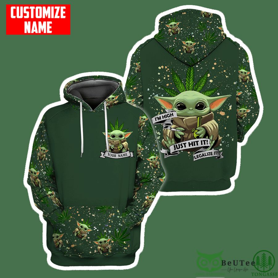8 Customized Star Wars Baby Yoda Green Black Hoodie and Leggings