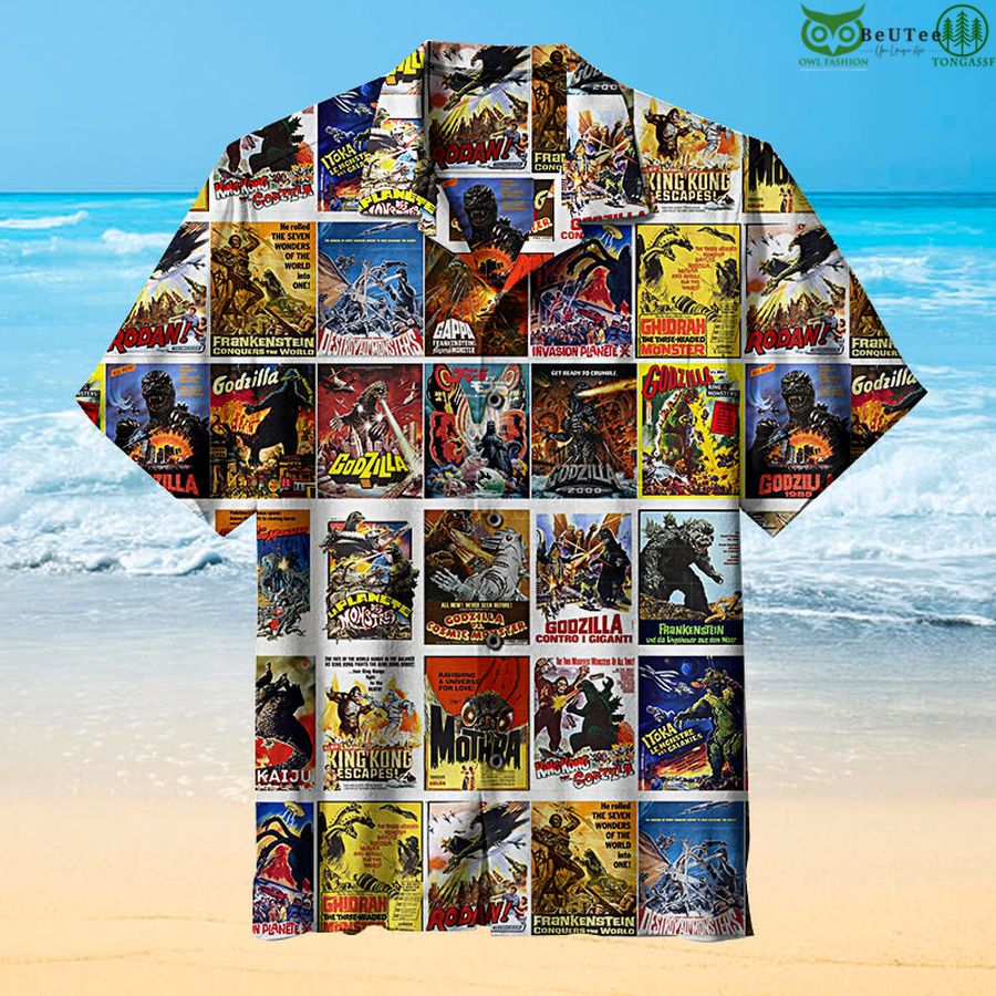 3 Godzilla Vintage Kaiju Hawaiian Shirt