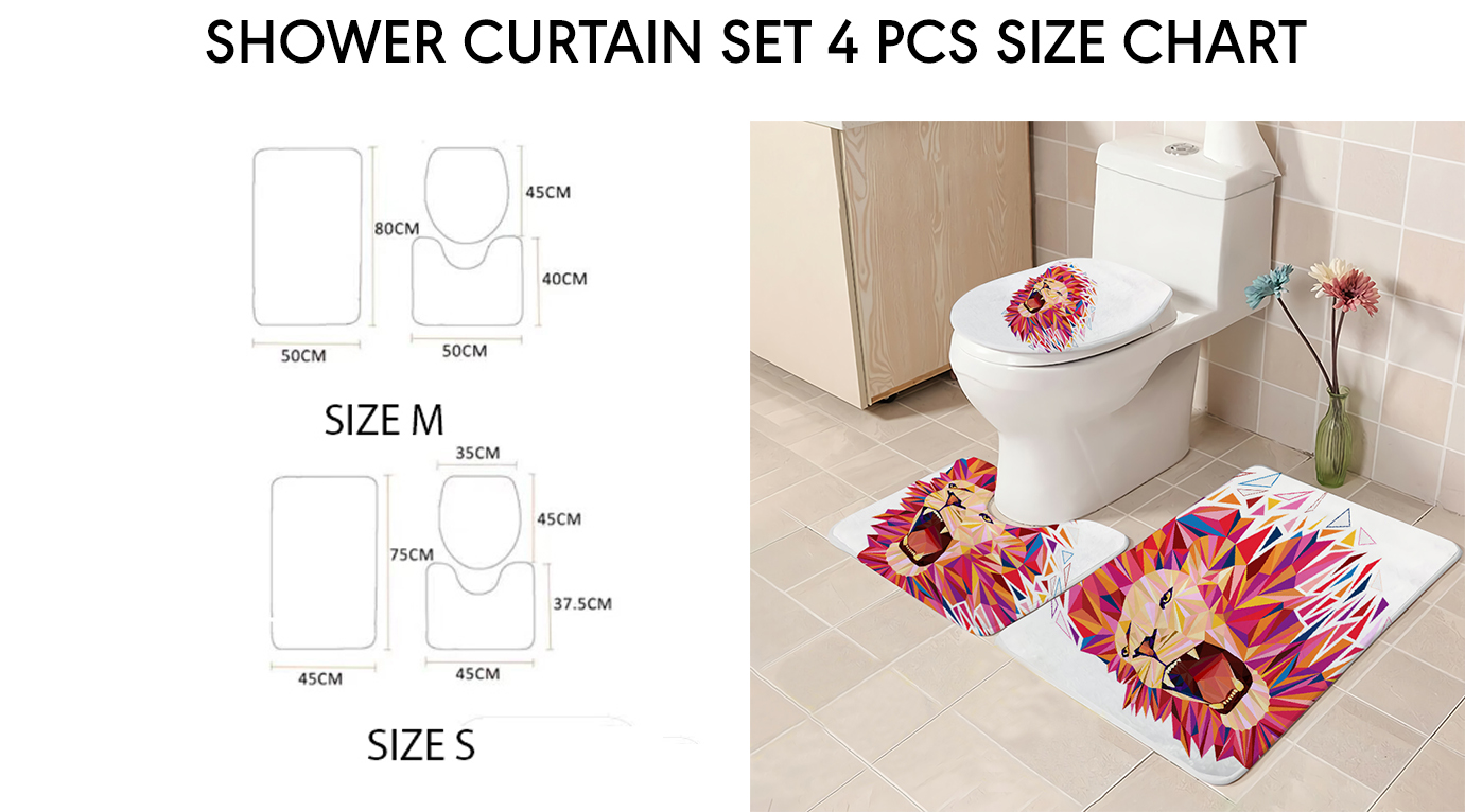 shower curtain set 3 pcs size chart