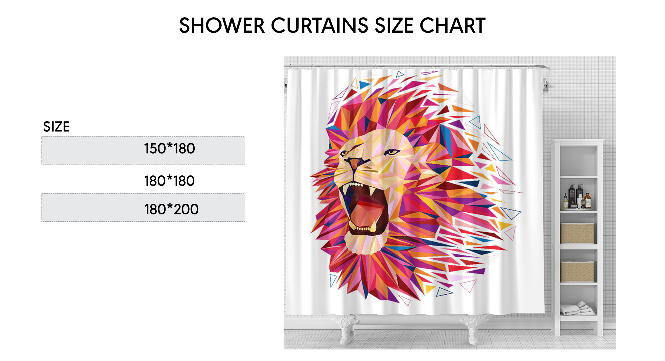 shower curtains size chart