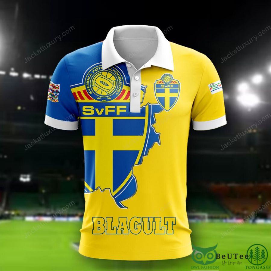 Sweden National Euro Football 3D Polo T-shirt Hoodie