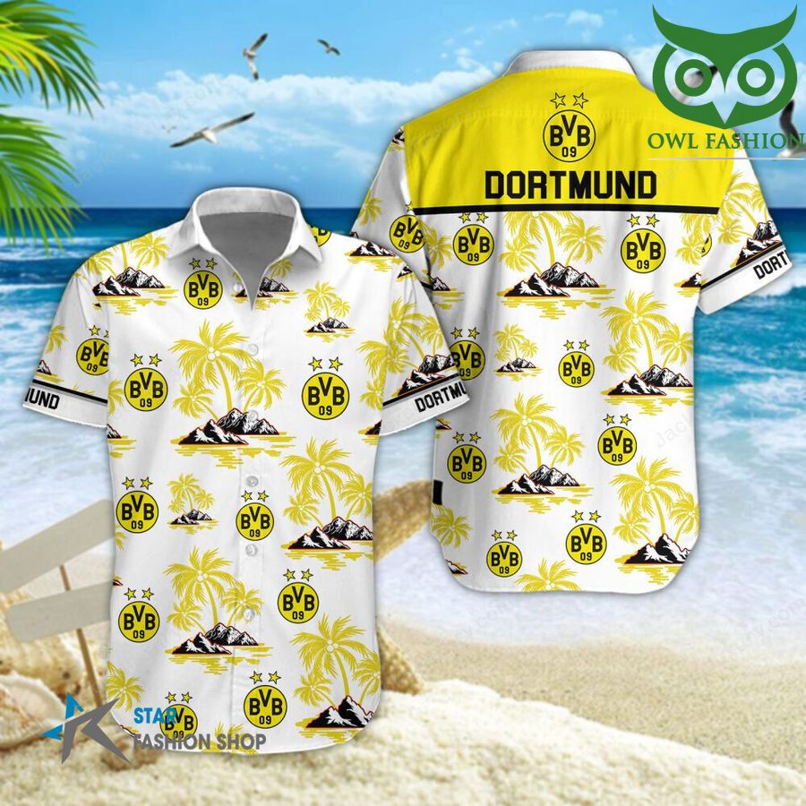 22 Borussia Dortmund palm trees on the beach 3D aloha Hawaiian shirt