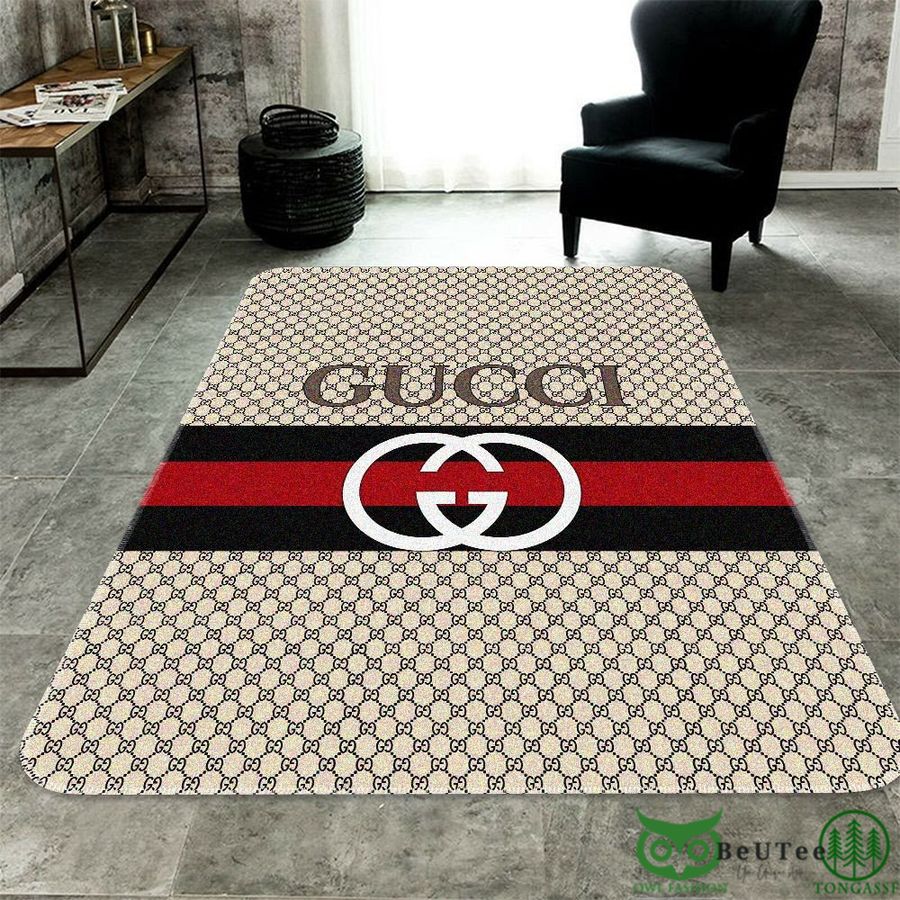 5 Luxury Gucci Beige Monogram Logo Carpet Rug