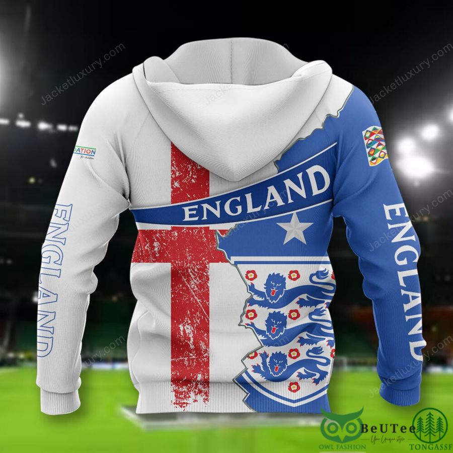 35 England national Euro football Blue Red White 3D Polo T shirt Hoodie
