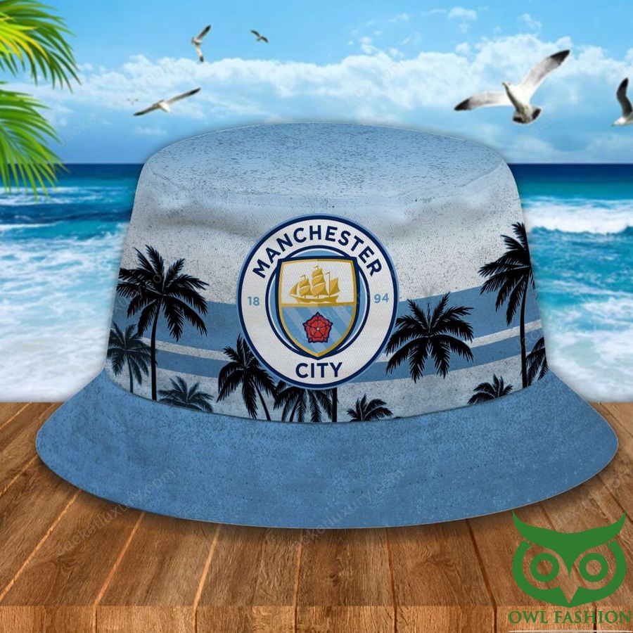 2 Manchester City F.C Palm Tree Sky Blue Bucket Hat
