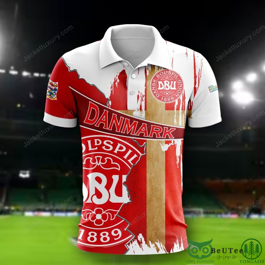 36 Denmark national Euro football Red White 3D Polo T shirt Hoodie