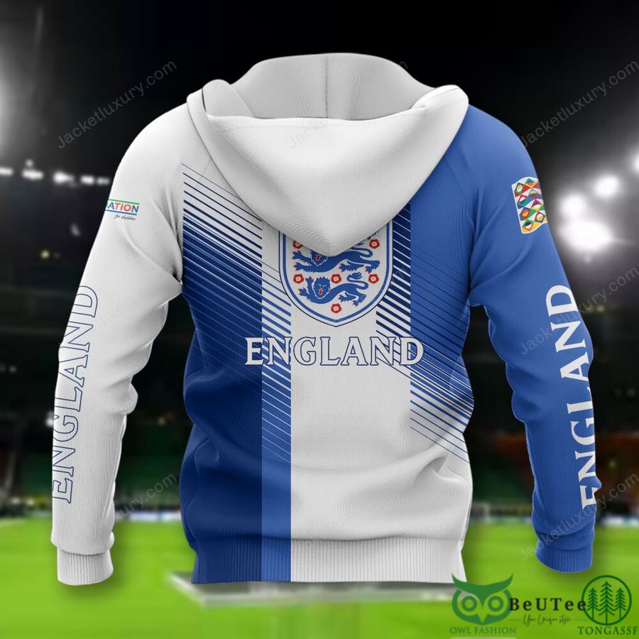 45 England national Euro football White Blue 3D Polo T shirt Hoodie