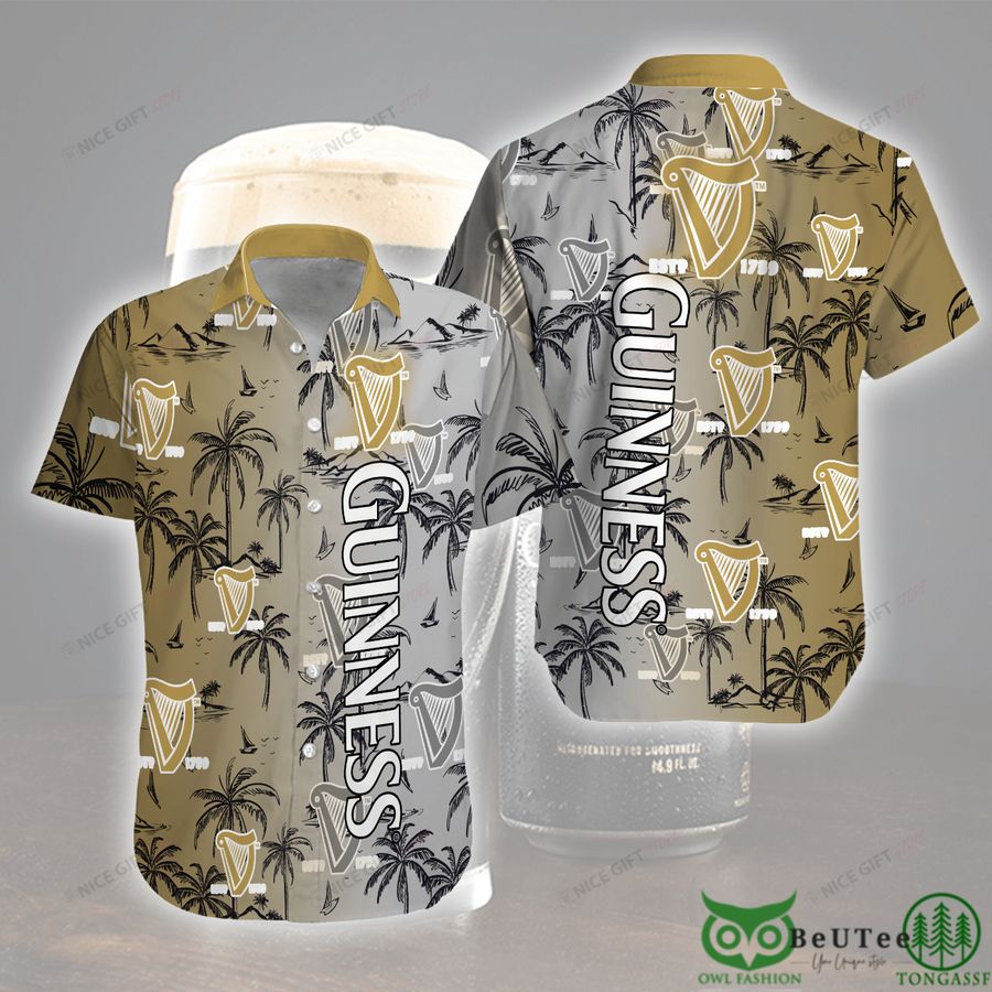 Guinness Yellow Gray Gradient Hawaii 3D Shirt 