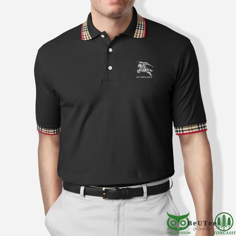 Limited Edition Burberry Caro Pattern Black Polo Shirt