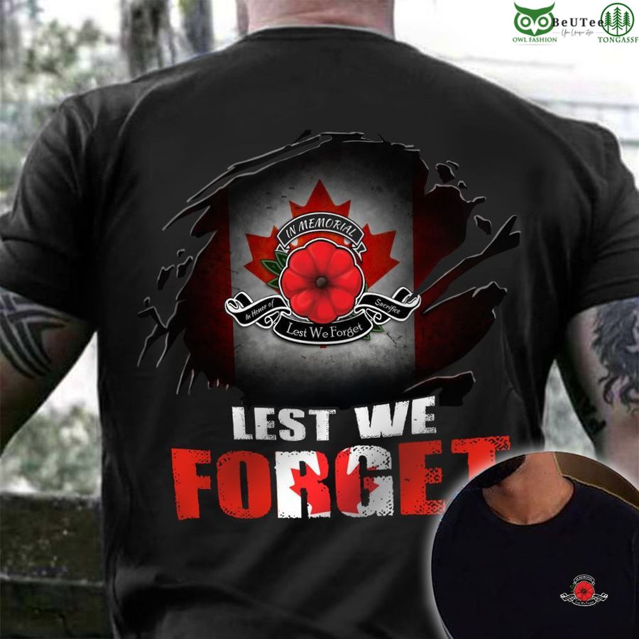105 Lest We Forget Poppy Canada Flag Mens Honor Remembrance Day Veterans Shirt