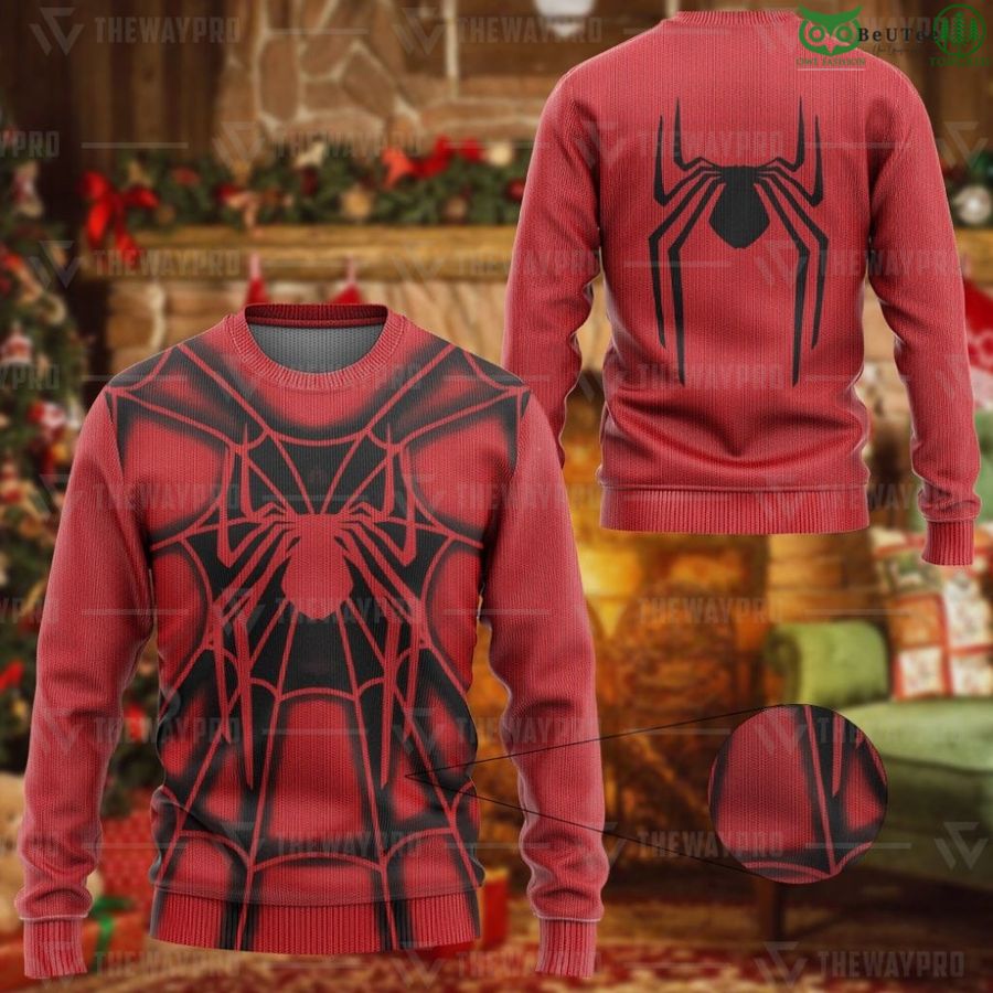 107 Movie Superhero The Human Spider Custom Imitation Knitted Ugly Sweater